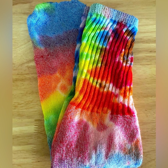 American Made Accessories - Colorful Tie-Dye Socks Handmade Retro Boho Style Cozy Unisex Festival Wear